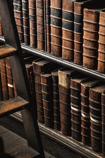 brown wooden book shelf with books