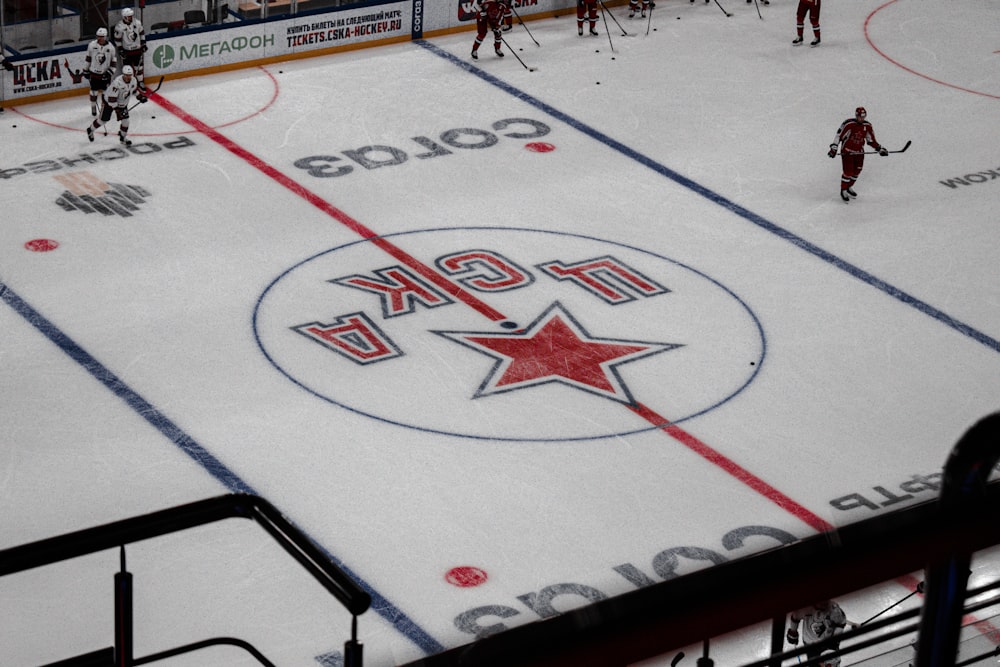 white and blue ice hockey field