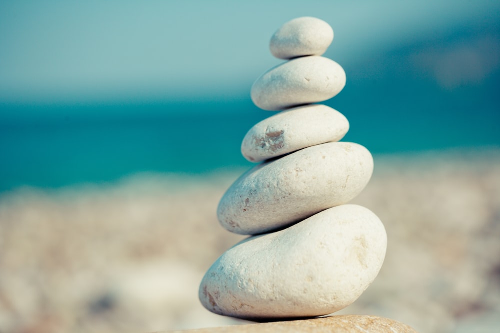 white and gray stone stack