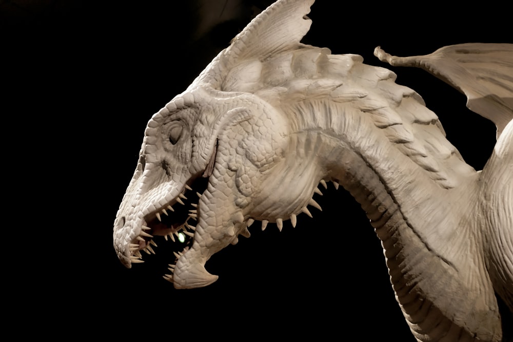 white and brown dragon head
