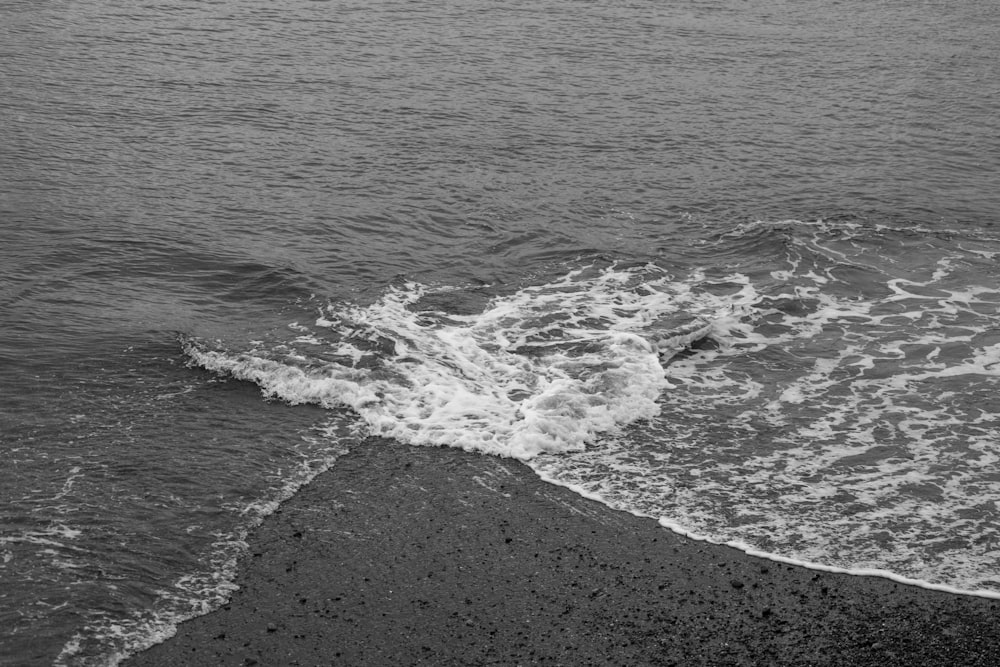 grayscale photo of ocean waves