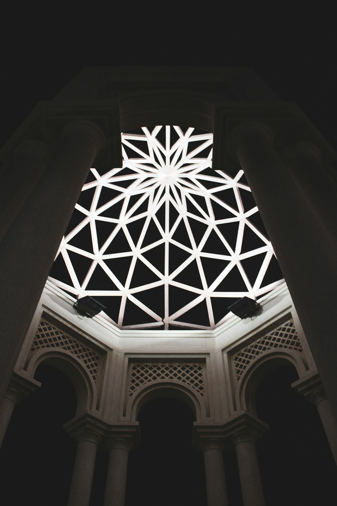 white and black dome ceiling