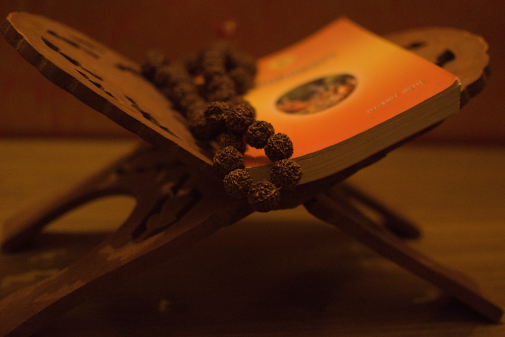 brown and black floral book