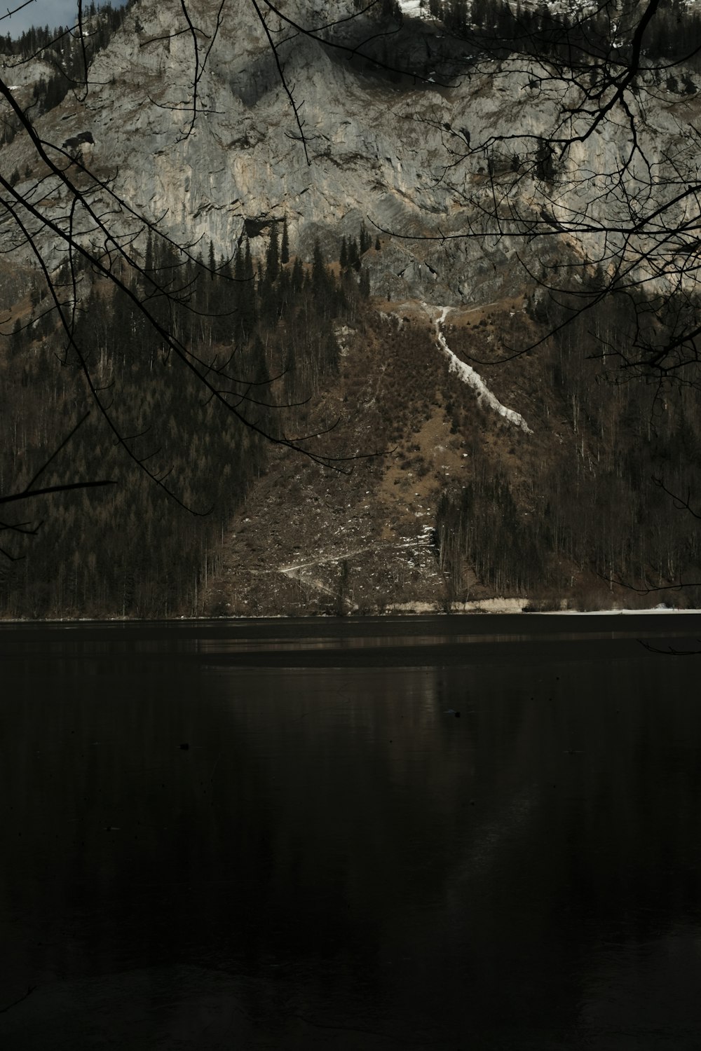 brown and white mountain near body of water during daytime