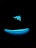 A neon blue logo resembling three intertwining snakes is set against a black background. Below, a softly glowing blue arc adds to the Futuristic vibe.