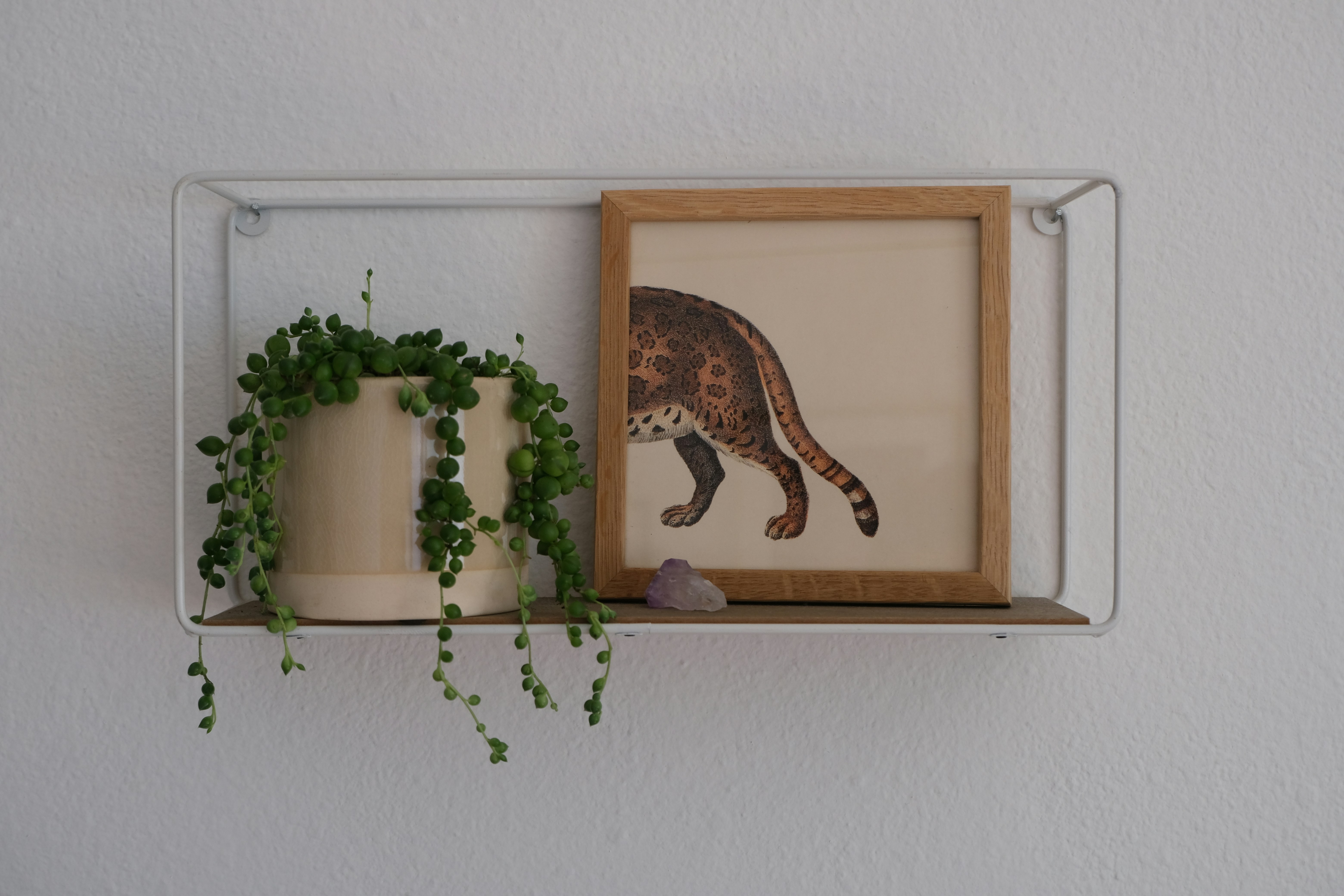 Brown wooden framed painting of giraffe