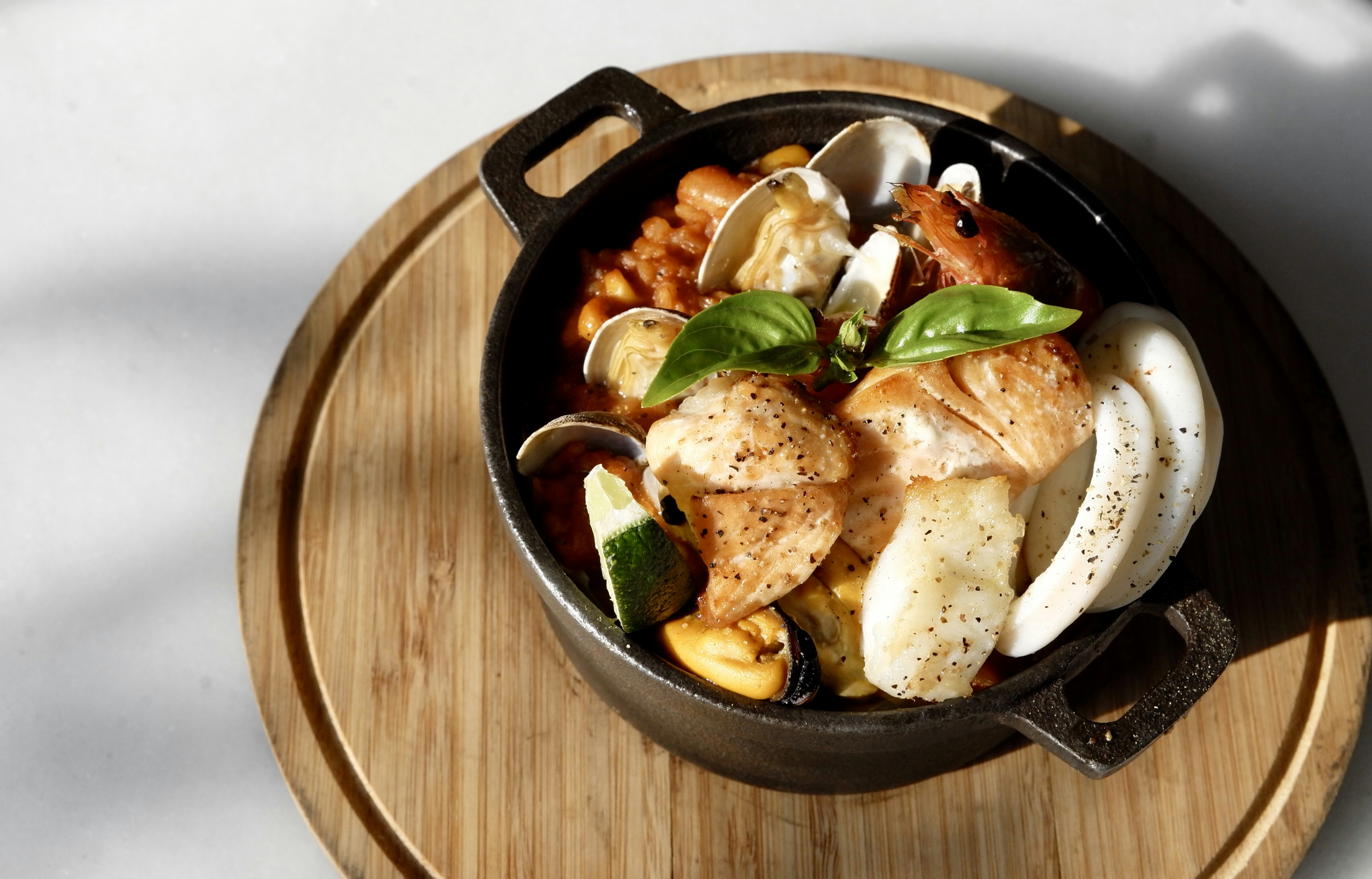 cooked food on black cooking pan