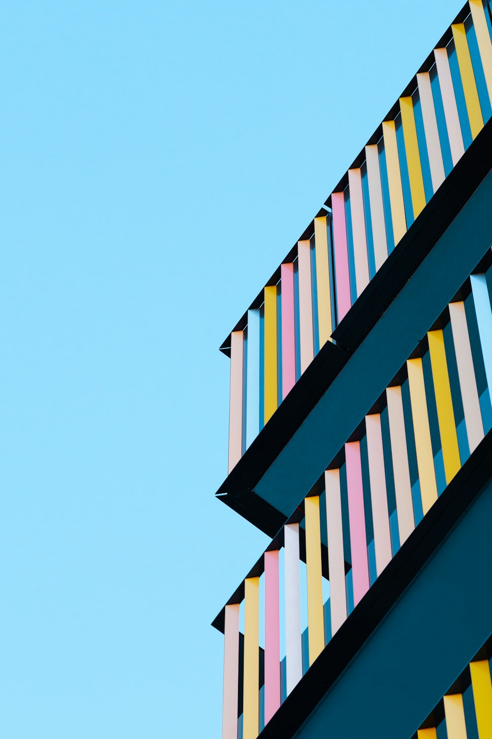 blue and white striped building