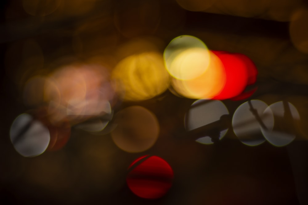 bokeh photography of red yellow and white lights