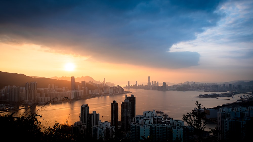 city skyline during golden hour