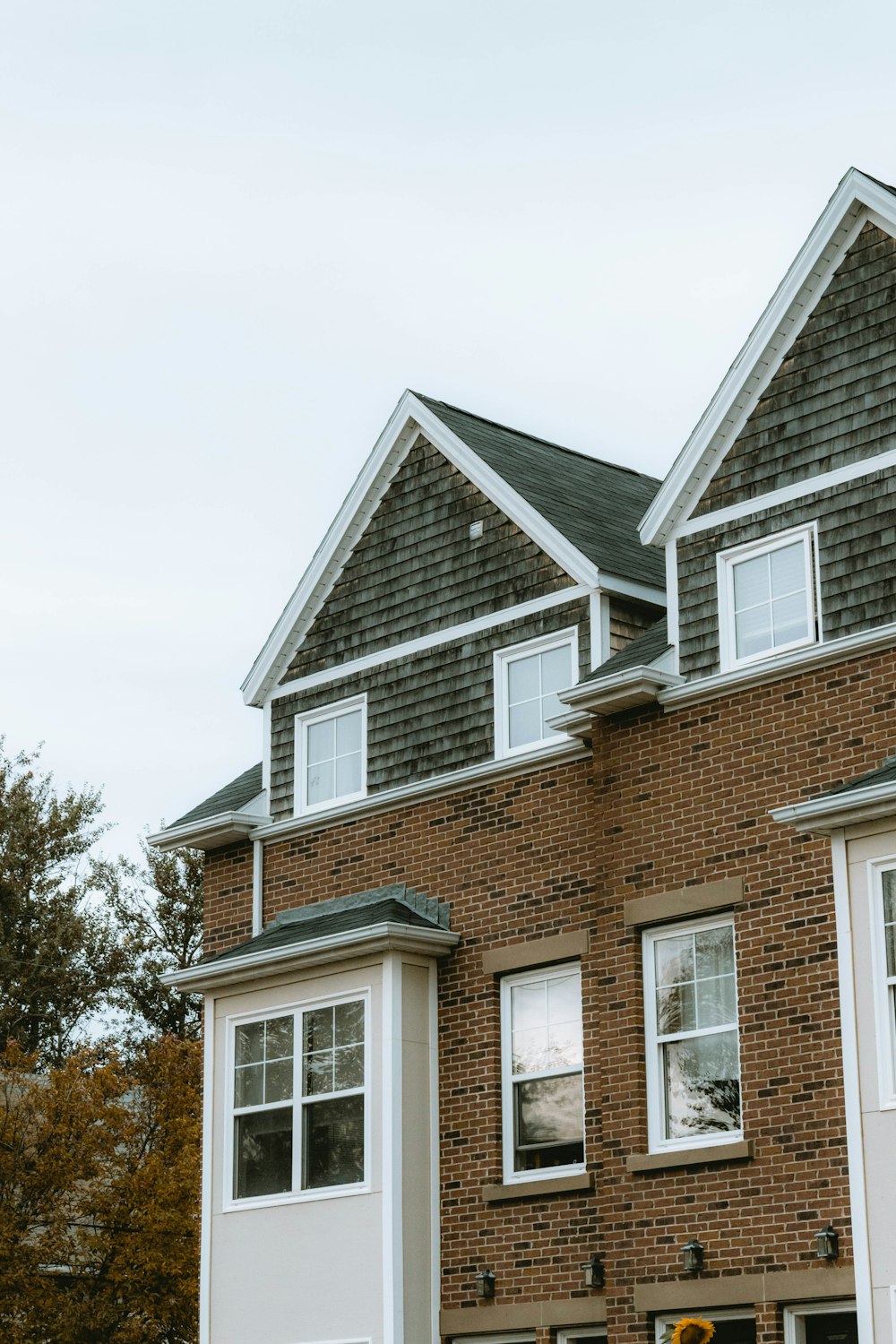 brown and white brick house