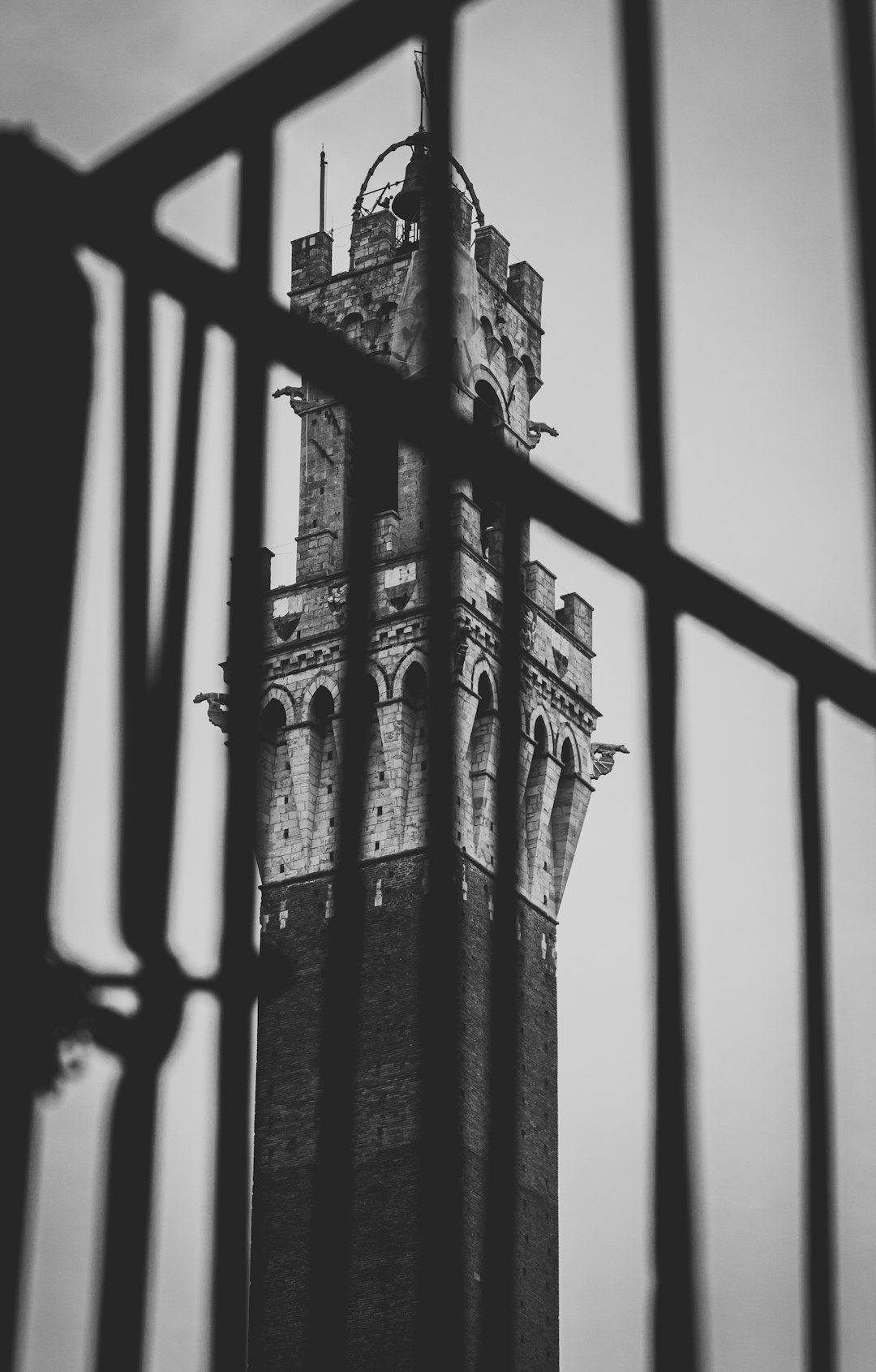 black metal fence in grayscale photography