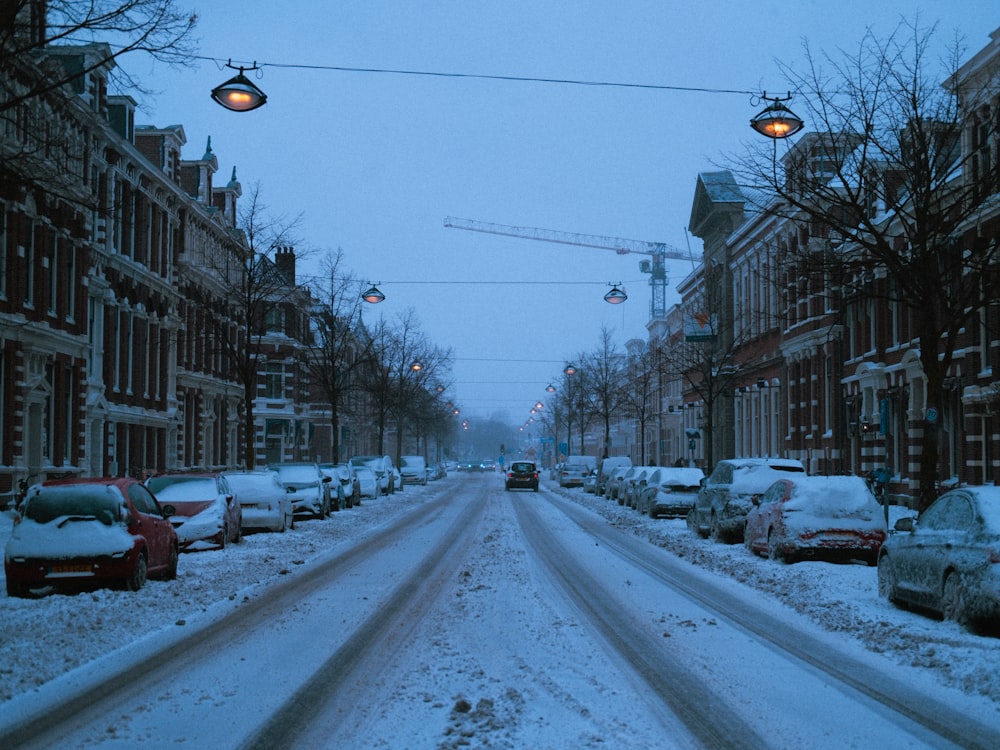 cars on road between buildings during daytime