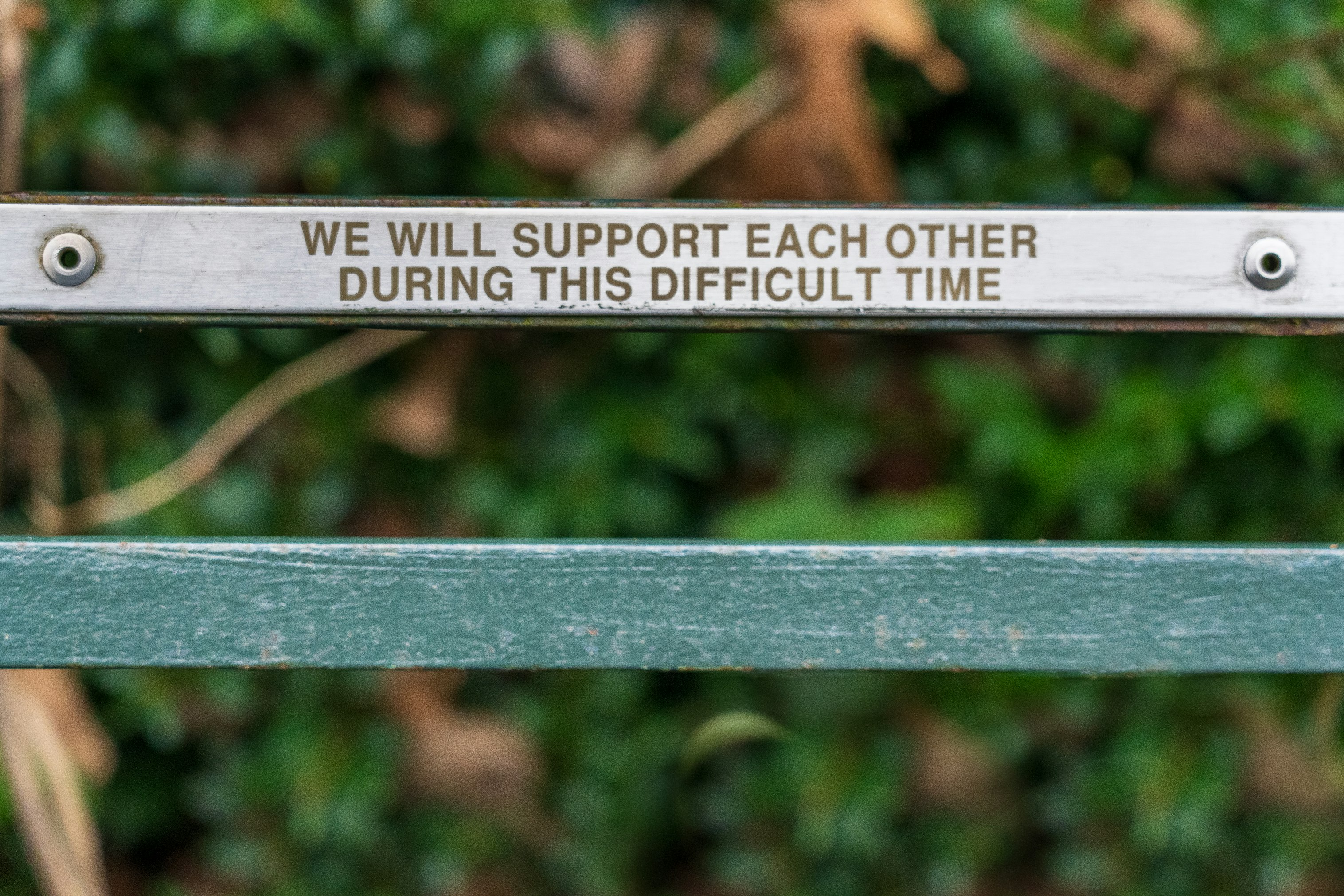 brown wooden bench with quote