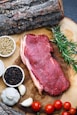 raw meat on white ceramic bowl