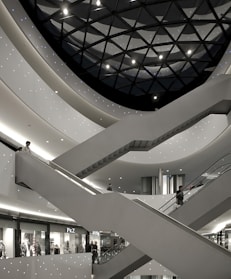 white and black concrete building interior