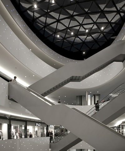 white and black concrete building interior