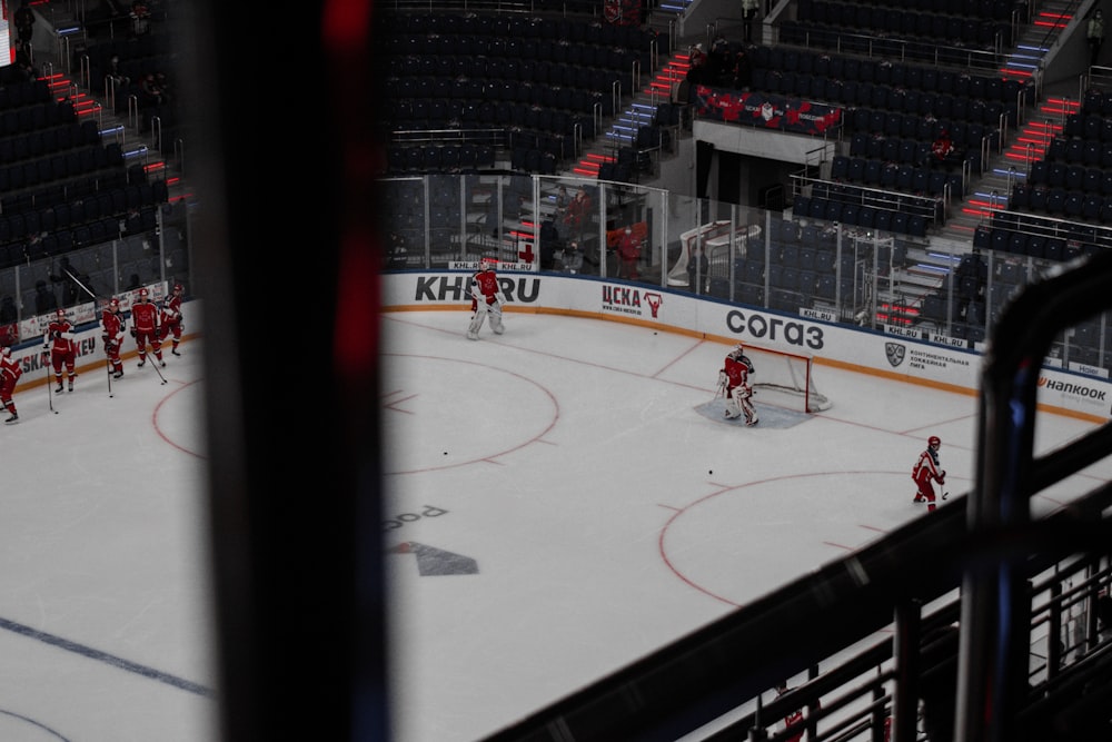 ice hockey players on ice hockey field