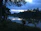 An elegant twilight shot of a calm lakeside with silhouetted trees and a single distant lantern glowing.