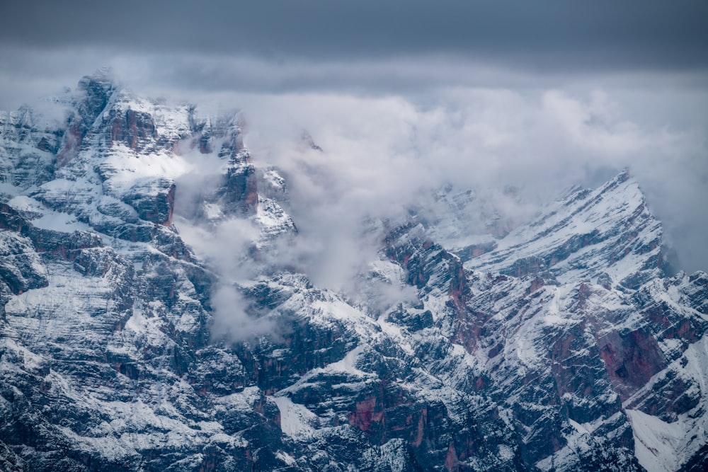 snow covered mountain under cloudy sky during daytime