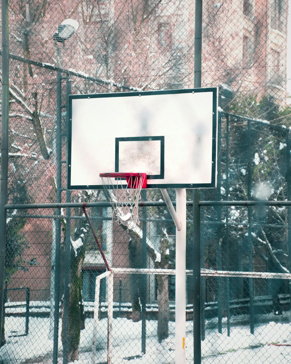 white and red basketball hoop