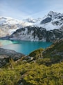 lake in the middle of mountains