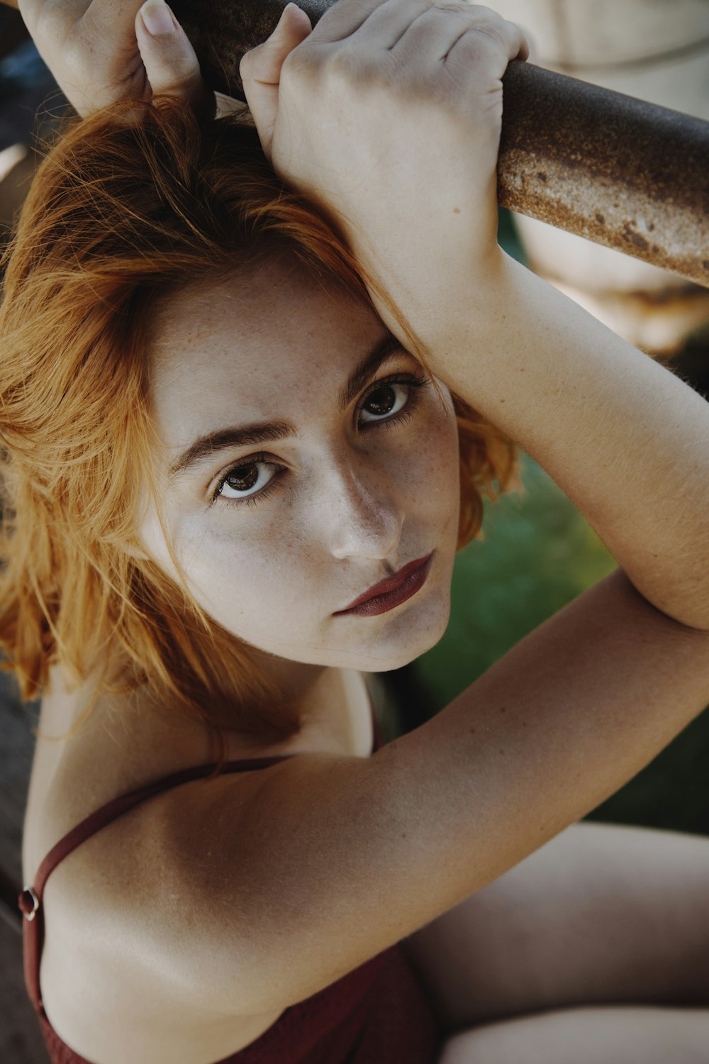 woman in black tank top