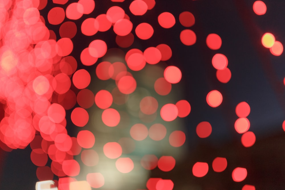 red and white bokeh lights