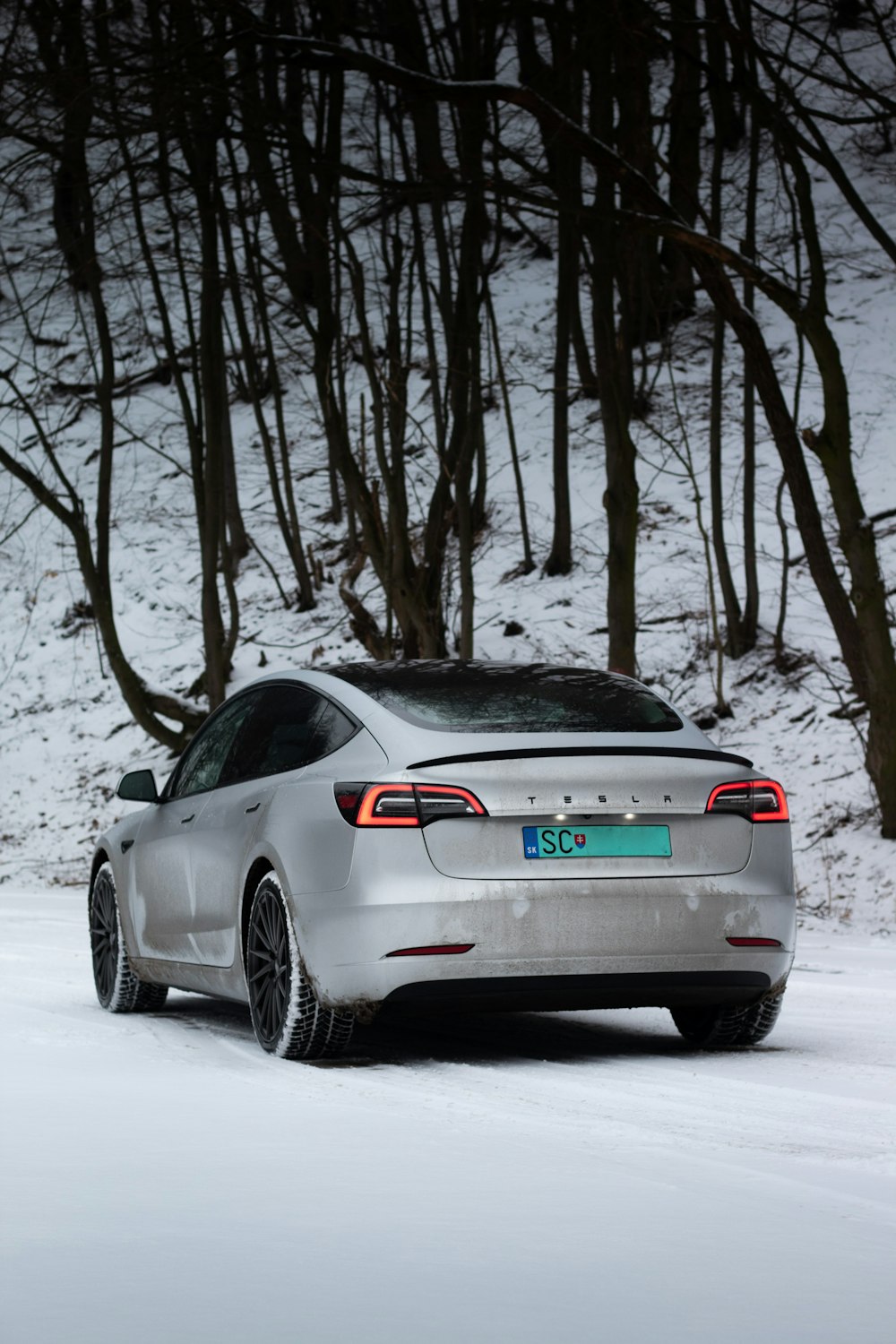 BMW M 3 coupé plateado sobre suelo cubierto de nieve