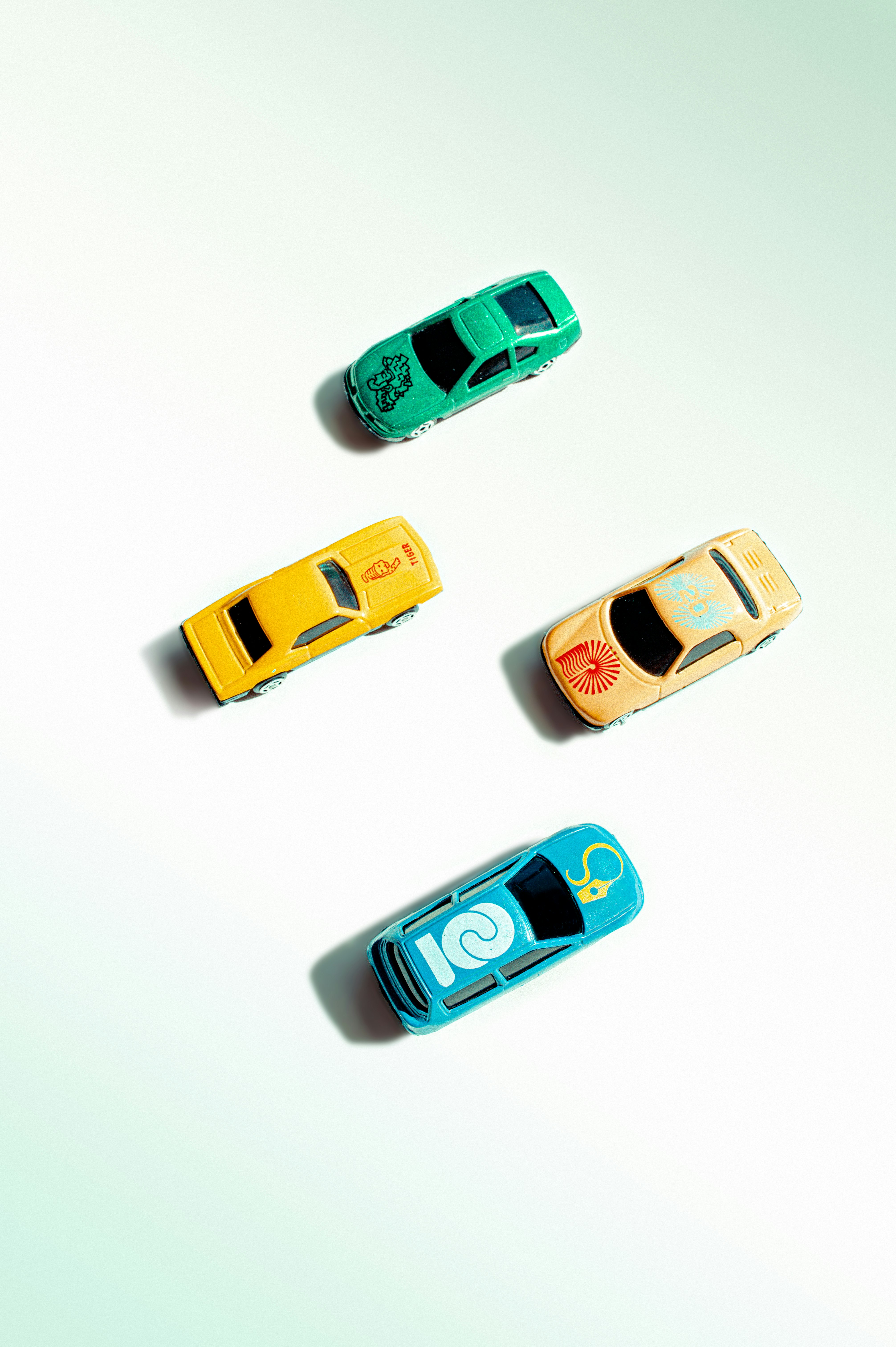 3 cars on white background