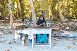 woman in black hijab sitting on chair