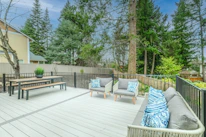 white wooden bench on wooden deck