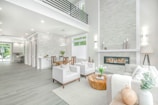 white and brown living room set