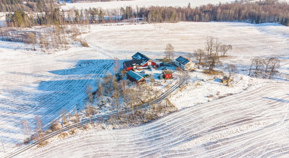 green and brown boat on snow covered ground during daytime