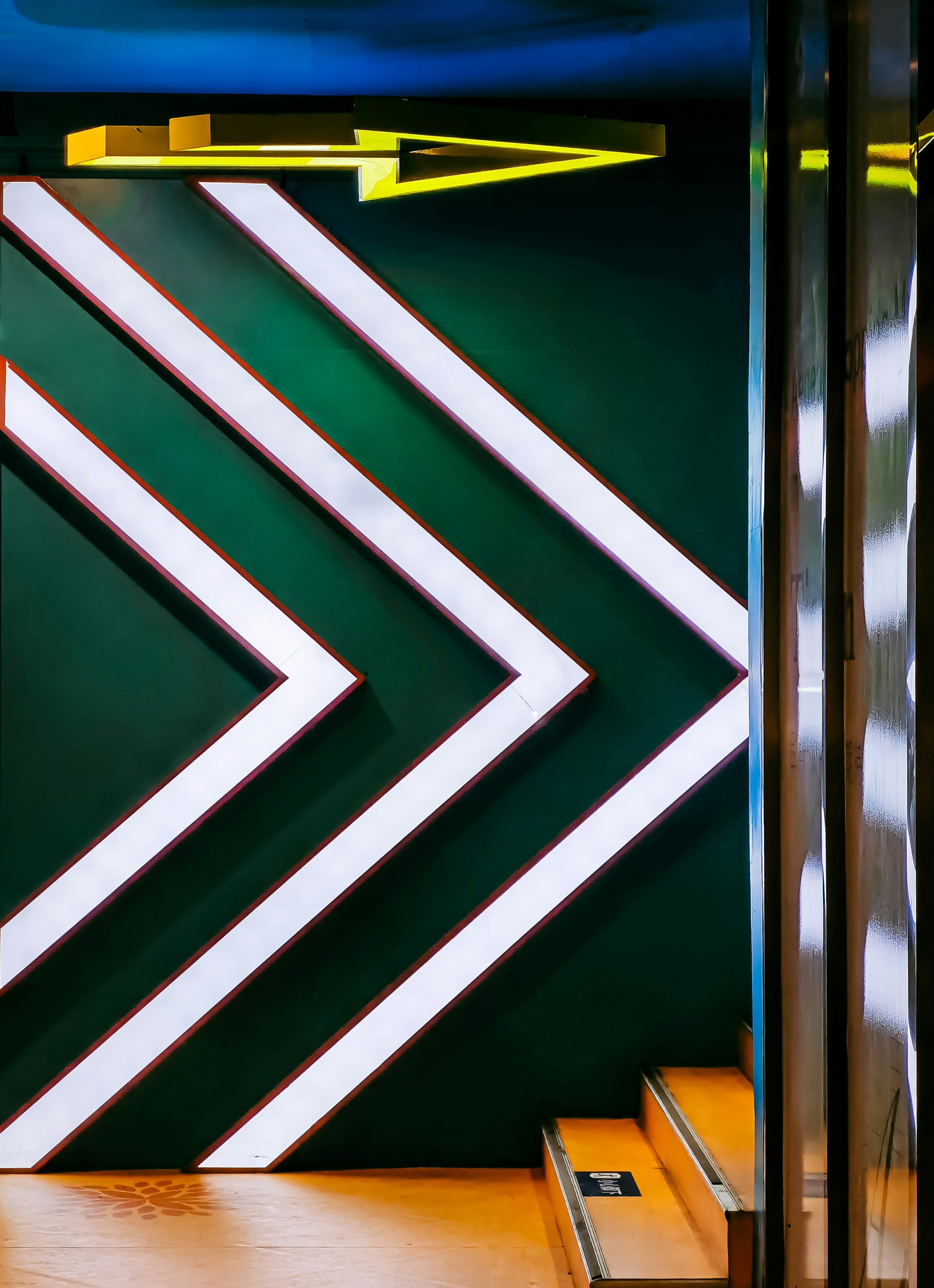 green and white striped wall