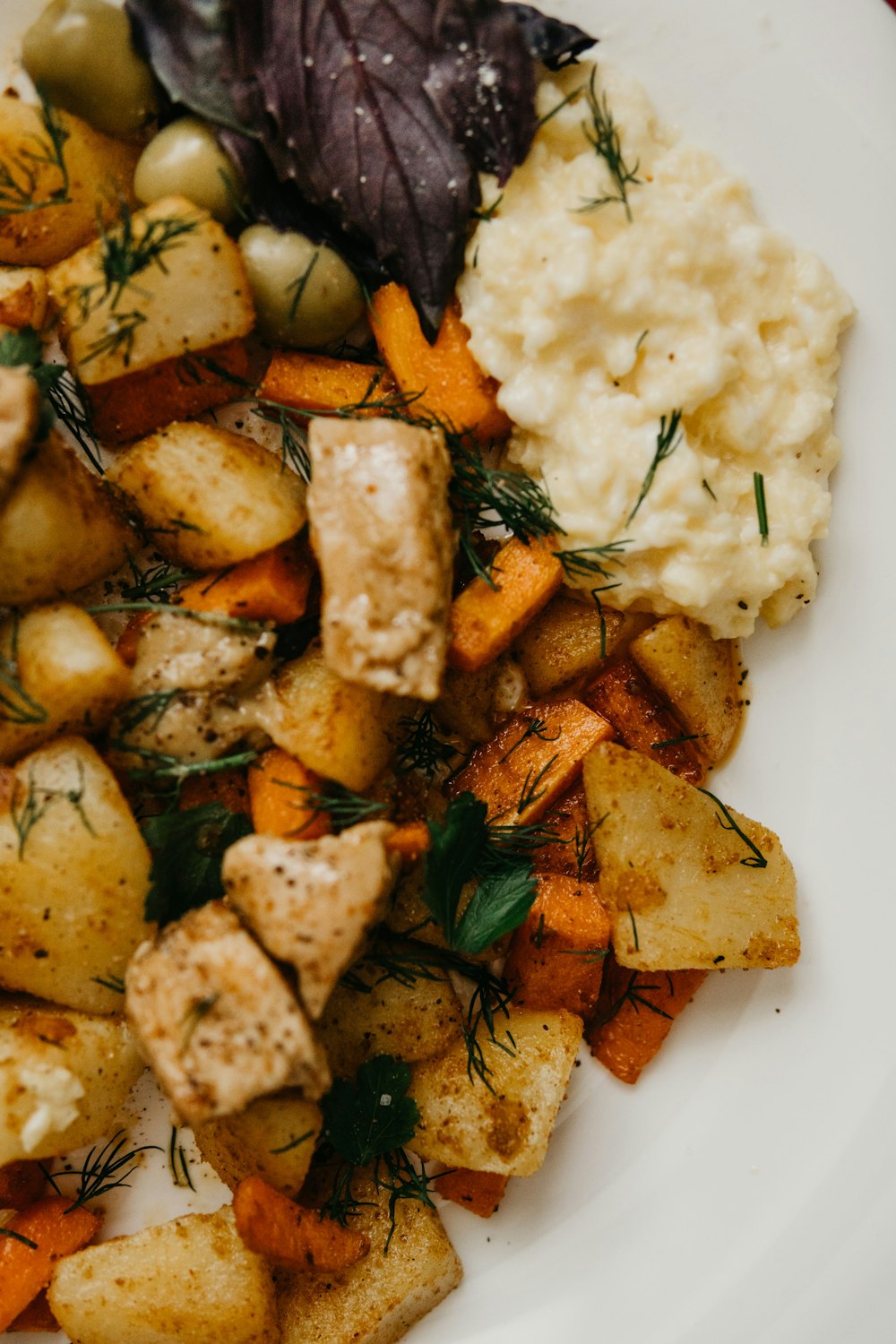 cooked food on white ceramic plate