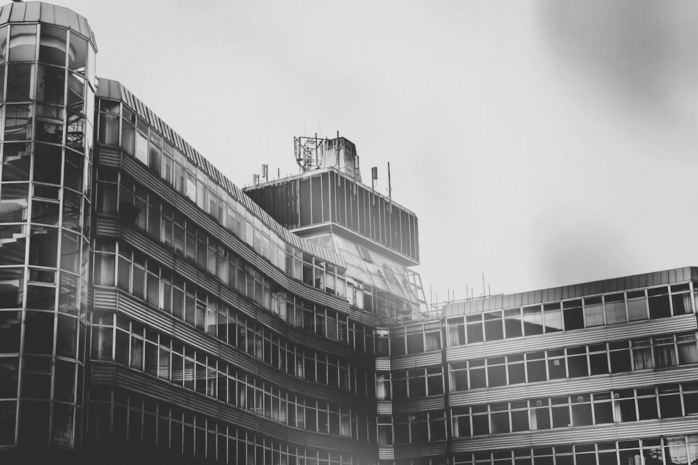 grayscale photo of concrete building