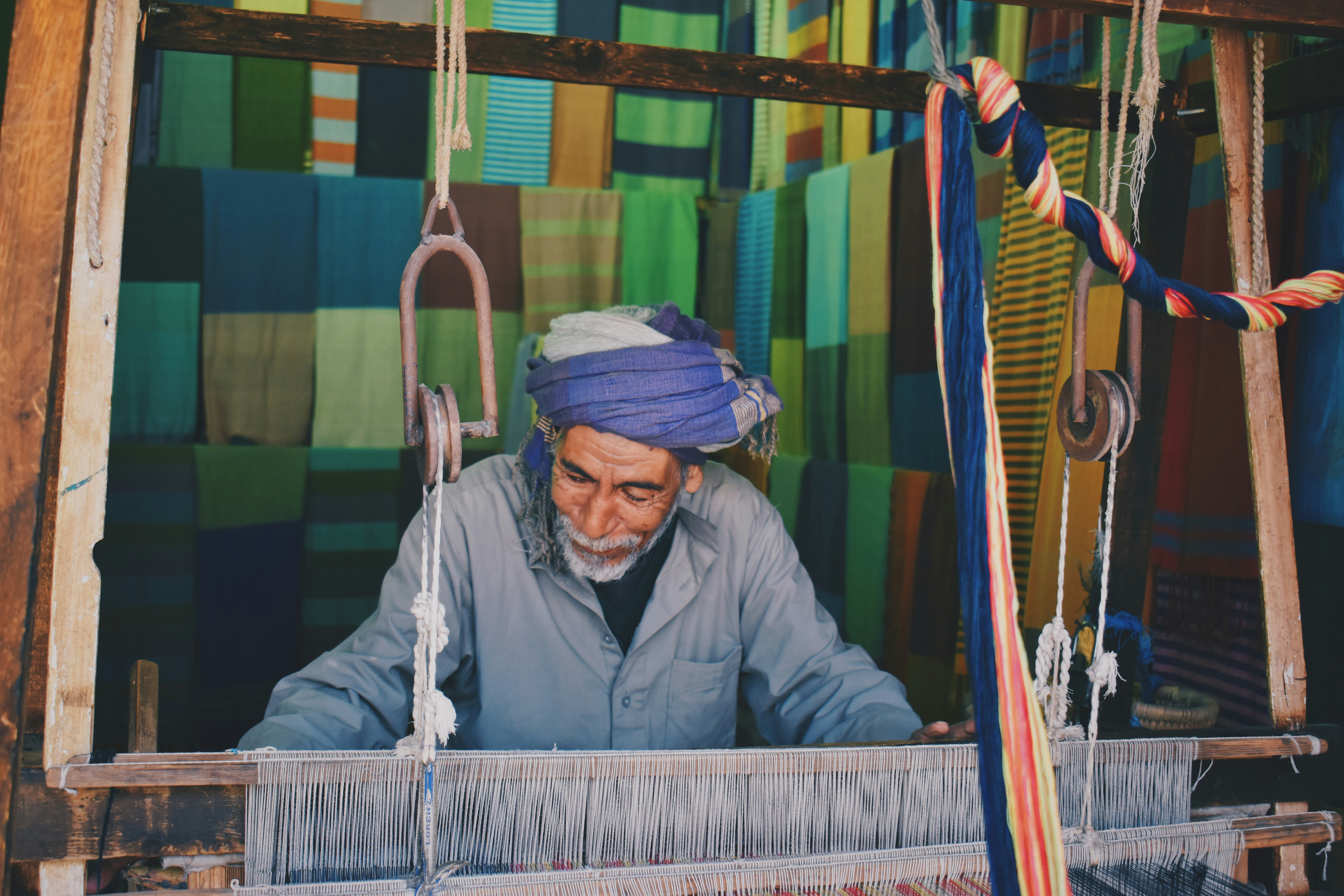 Man weaving