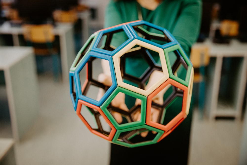 blue and black glass ball