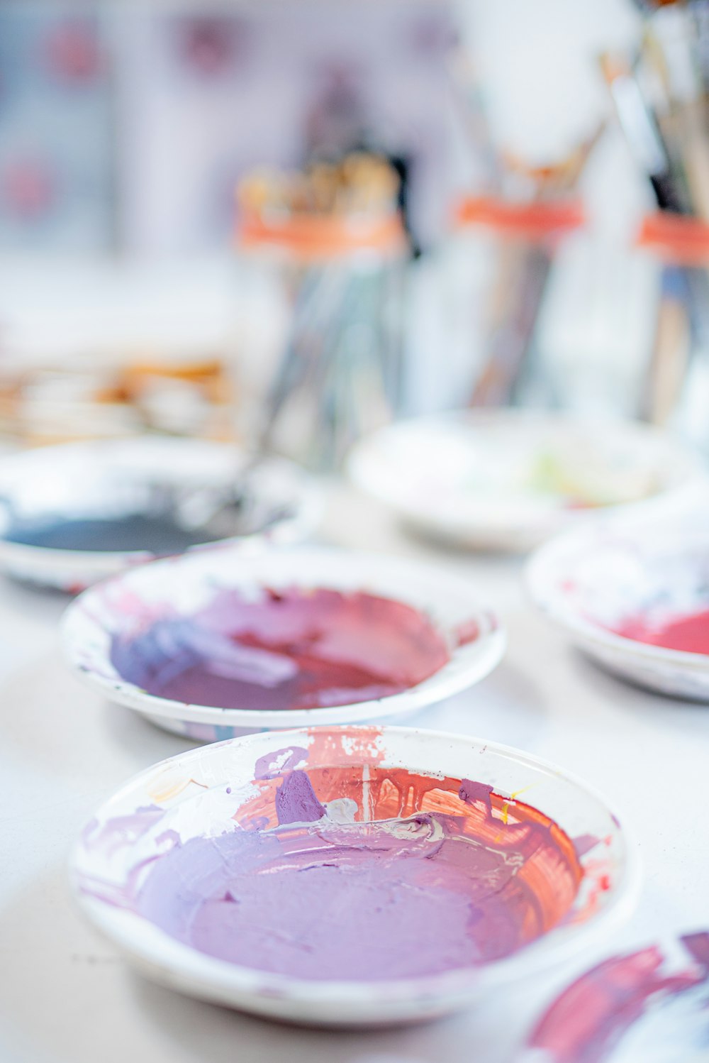 red and white floral ceramic plate