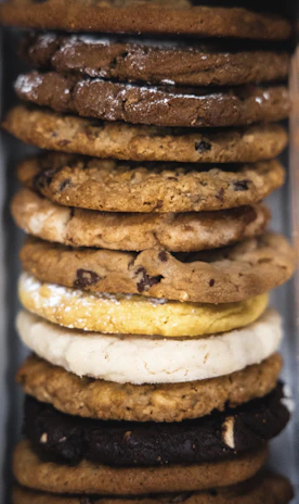 A beautifully arranged selection of nomnom cookies showcasing various flavors.