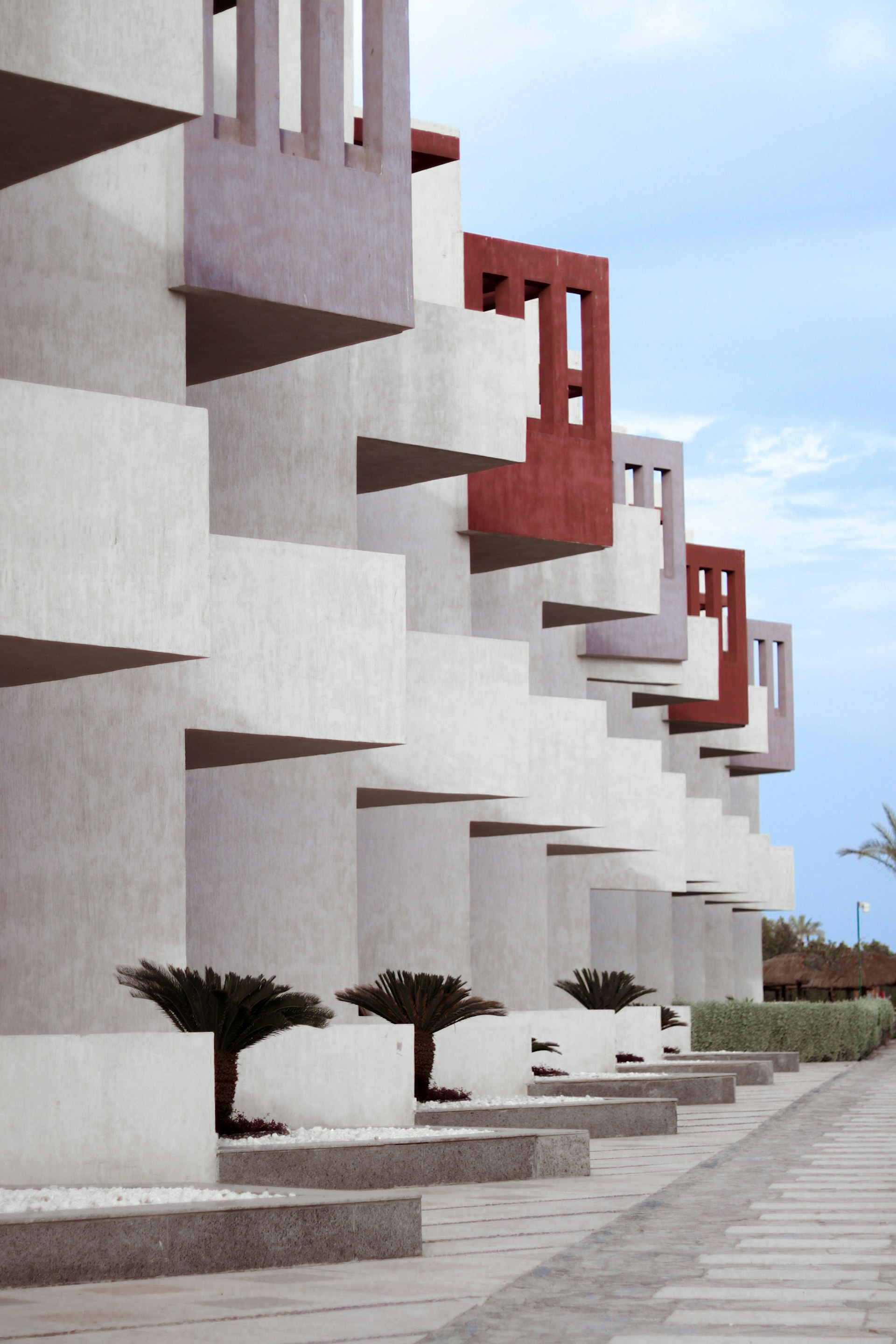 white and red concrete building