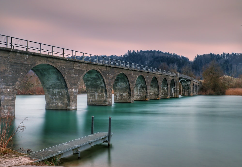 brown concrete bridge over the sea