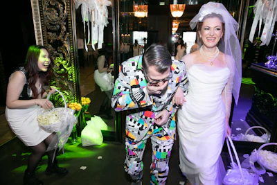 Candid laughter of guests at a vibrant wedding celebration in Sonebhadra.