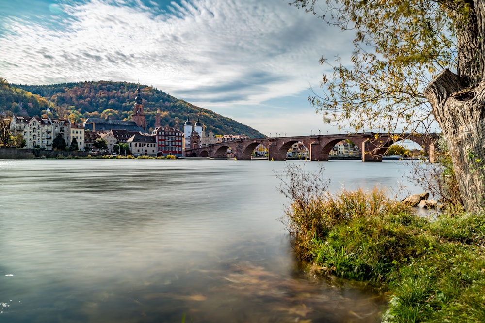 brown concrete bridge over river under blue sky during daytime