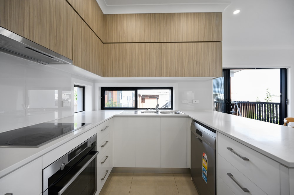 white and black kitchen counter