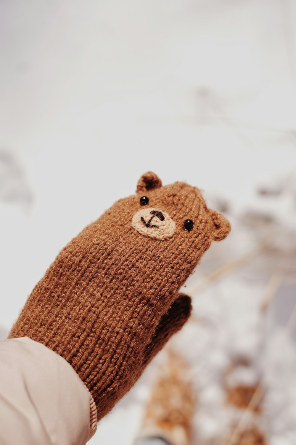 brown bear knit plush toy