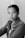 grayscale photo of boy in denim jacket