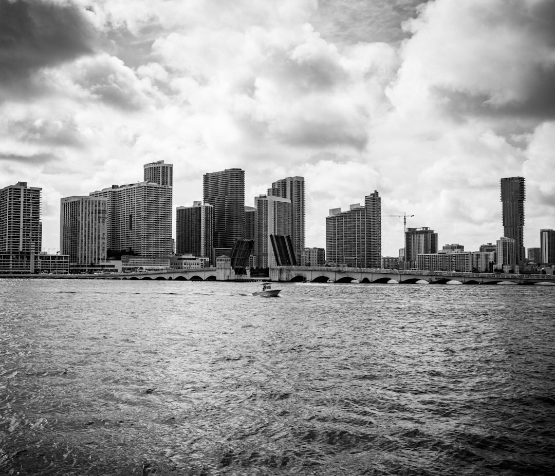 grayscale photo of city skyline