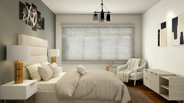 Bright bedroom created from a garage conversion